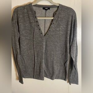 Women’s PAIGE Ashton Grommet V-Neck Long Sleeve Top Sz XS Grey